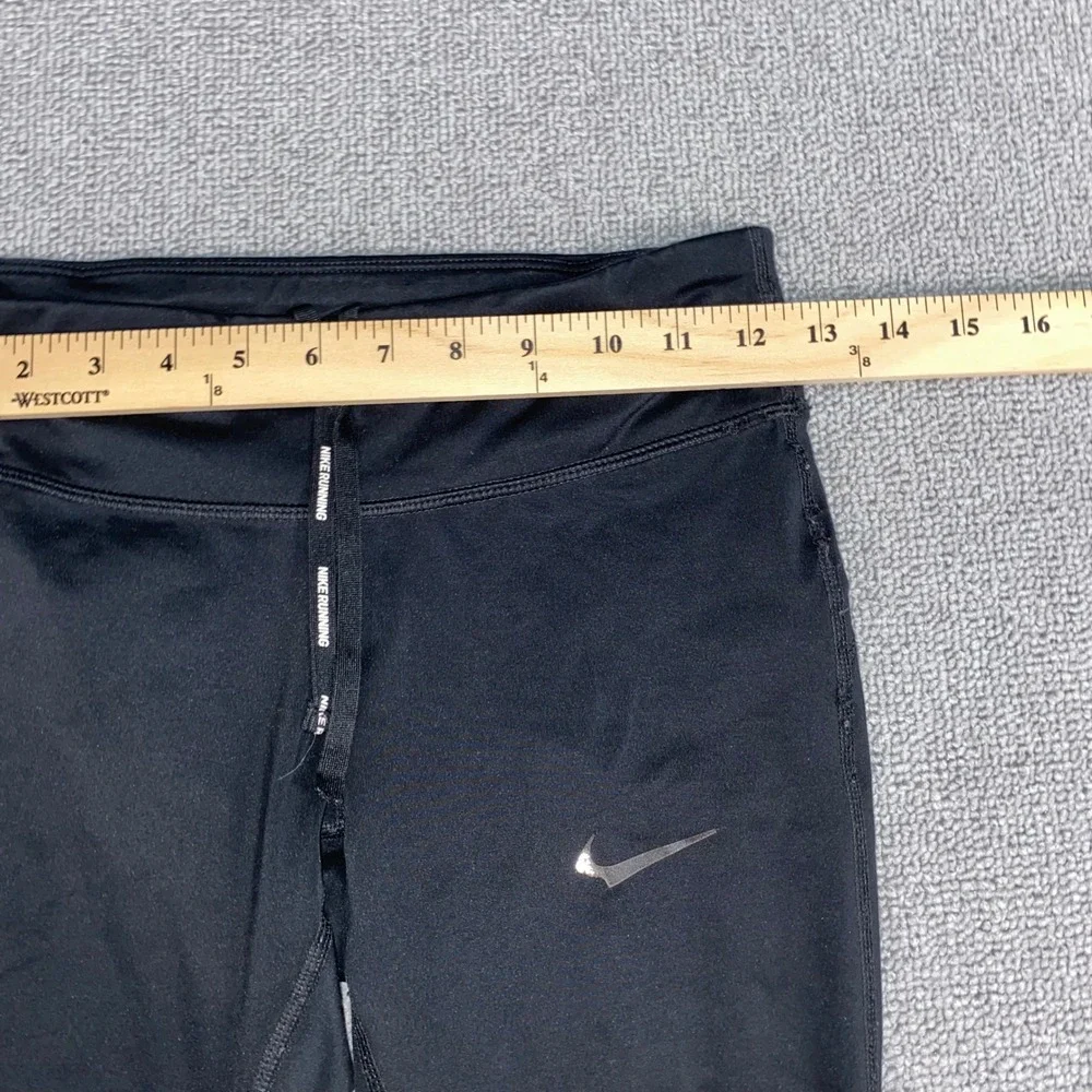 Nike Running Leggings Womens XS Black Athletic Tights Mesh Panel Reflective Logo